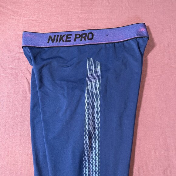Nike Pro Leggings tights with logo on waist and down leg in purple - Size Large - Picture 5 of 7
